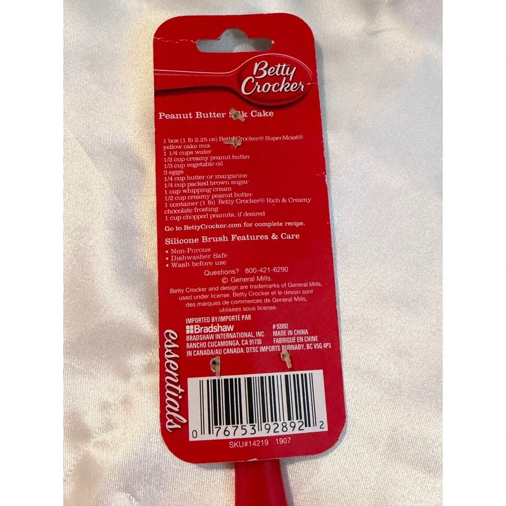 Betty Crocker Red Silicone Basting Brush Essentials Dishwasher Safe New